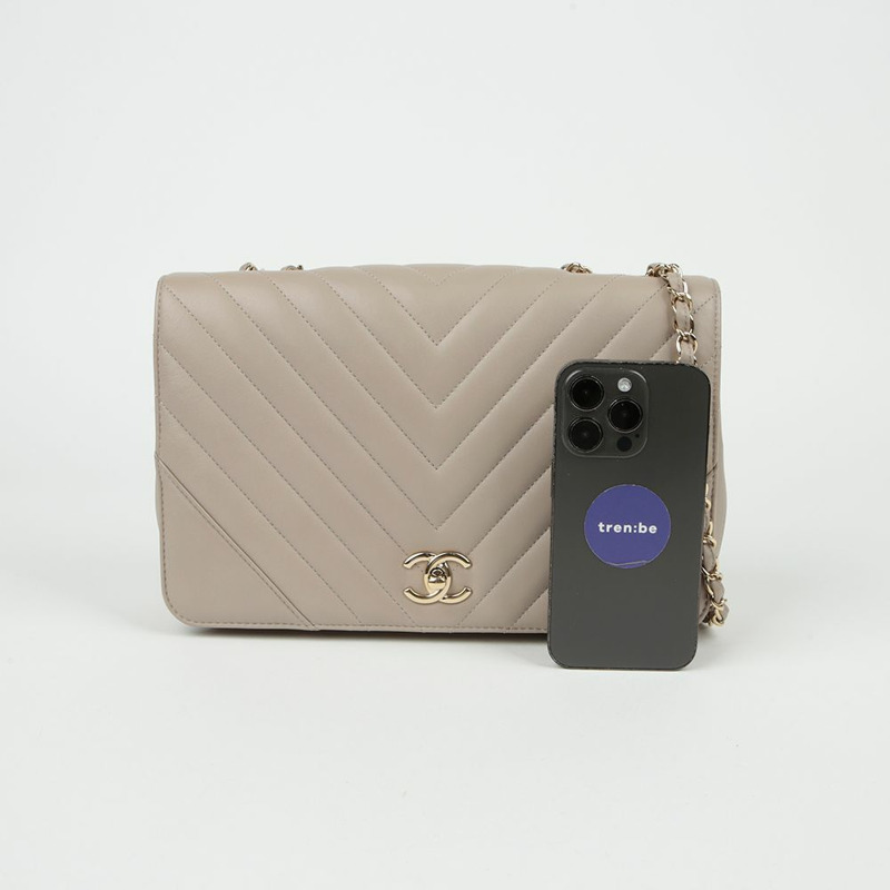 【包稅】CHANEL A91588 人字紋中翻蓋單肩斜背包-9