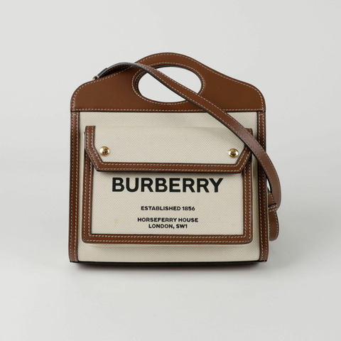 BURBERRY 迷你帆布口袋托特單肩包 8014615