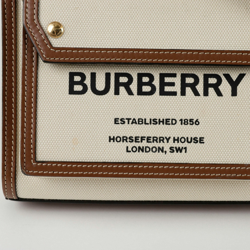 BURBERRY 迷你帆布口袋托特單肩包 8014615-1