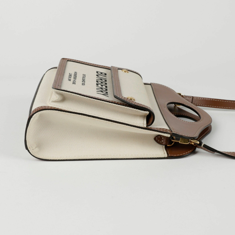 BURBERRY 迷你帆布口袋托特單肩包 8014615-4