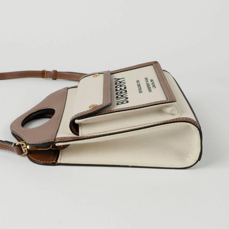 BURBERRY 迷你帆布口袋托特單肩包 8014615-6