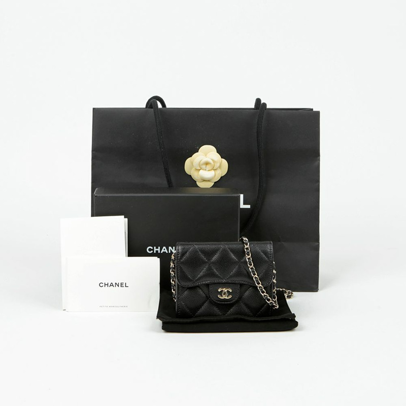 CHANEL Caviar Skin 經典鏈條皮夾斜背包 AP0238-0