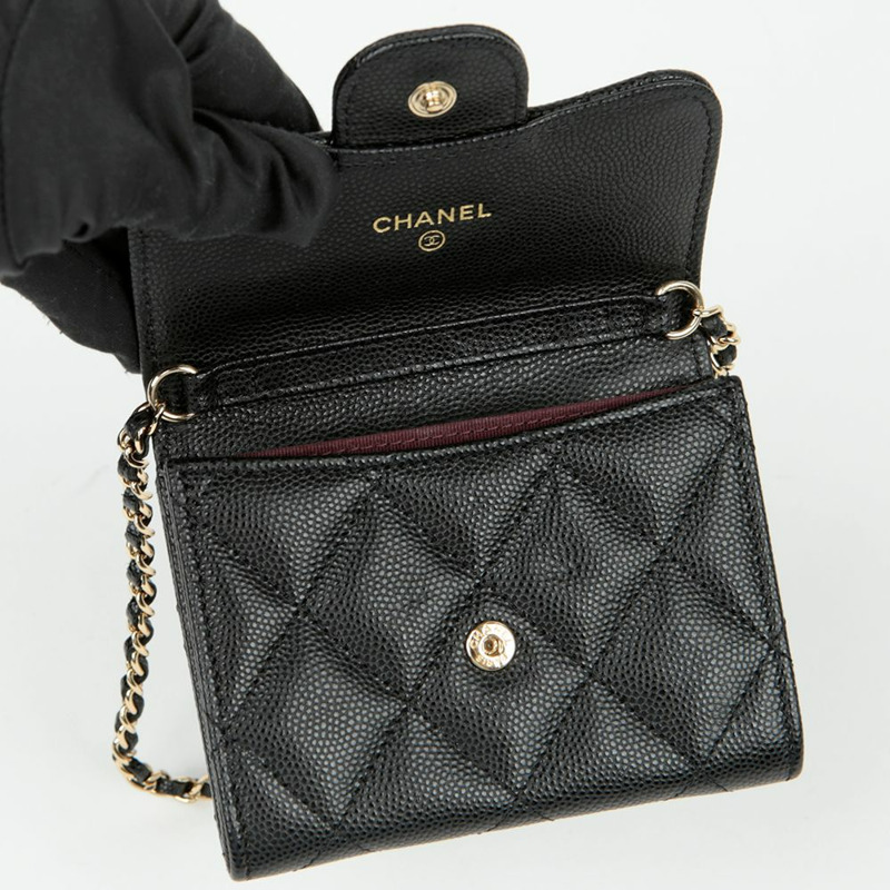 CHANEL Caviar Skin 經典鏈條皮夾斜背包 AP0238-7