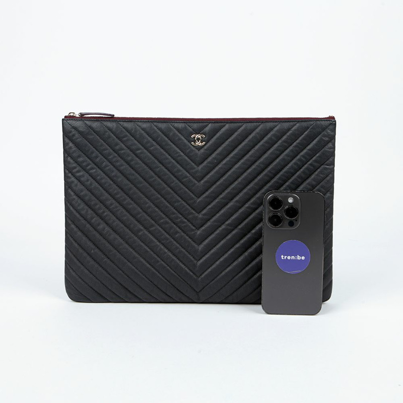 CHANEL A82552 Caviar Skin 經典大手拿包-8