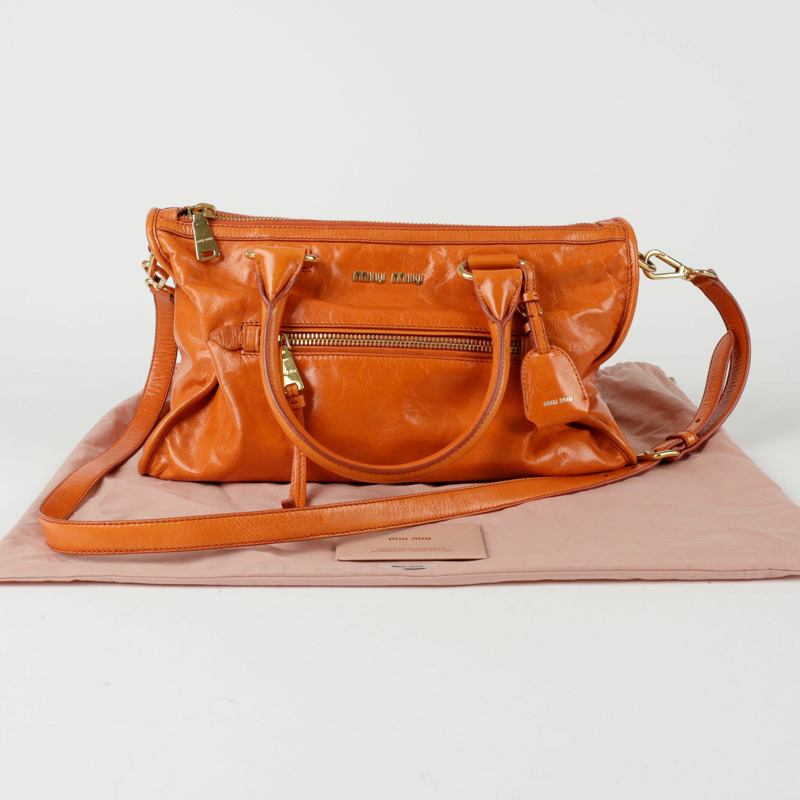 MIU MIU RL0101 Vitello 亮光皮革托特單肩包-0