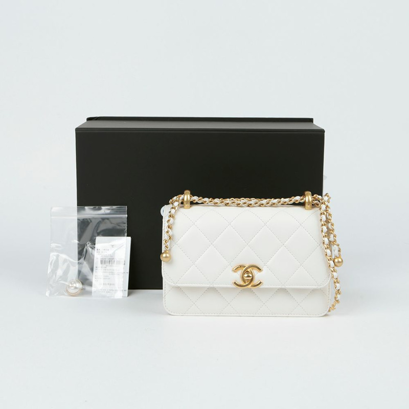 CHANEL AS2615 CC 標誌迷你翻蓋鏈條單肩斜背包-0