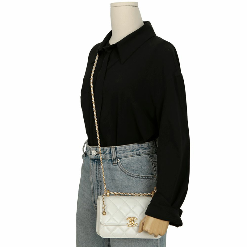 【包稅】CHANEL AS2615 CC Logo 迷你翻蓋鏈條單肩斜背包-9