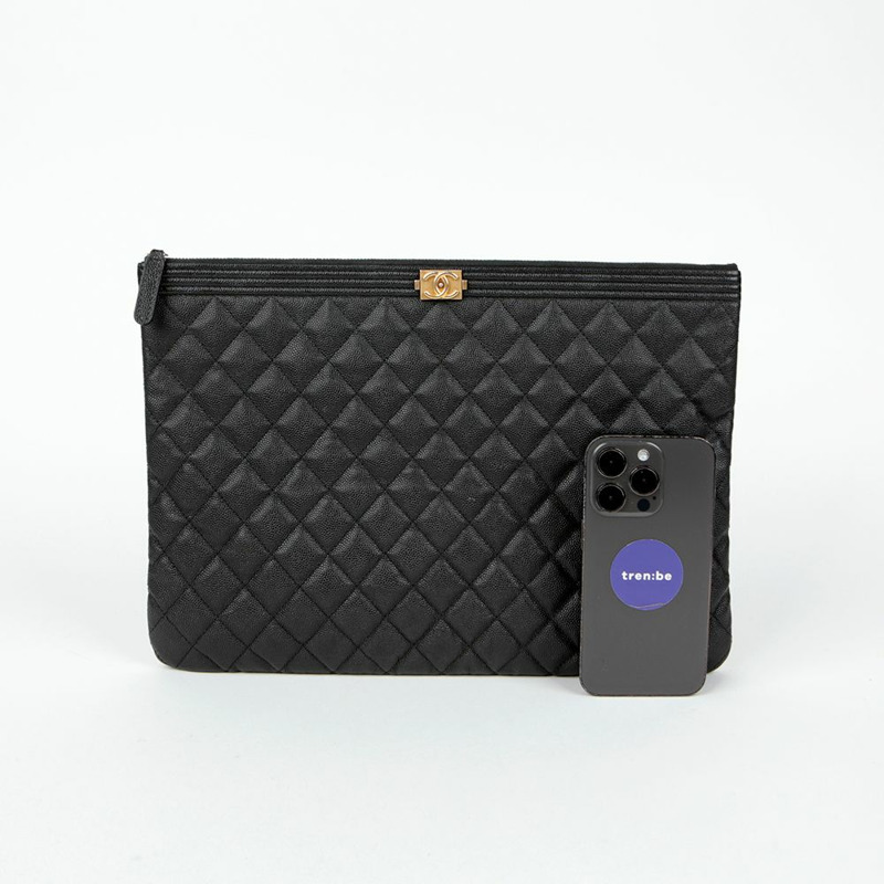 CHANEL Caviar Skin Boy 大號手包 A84407-9