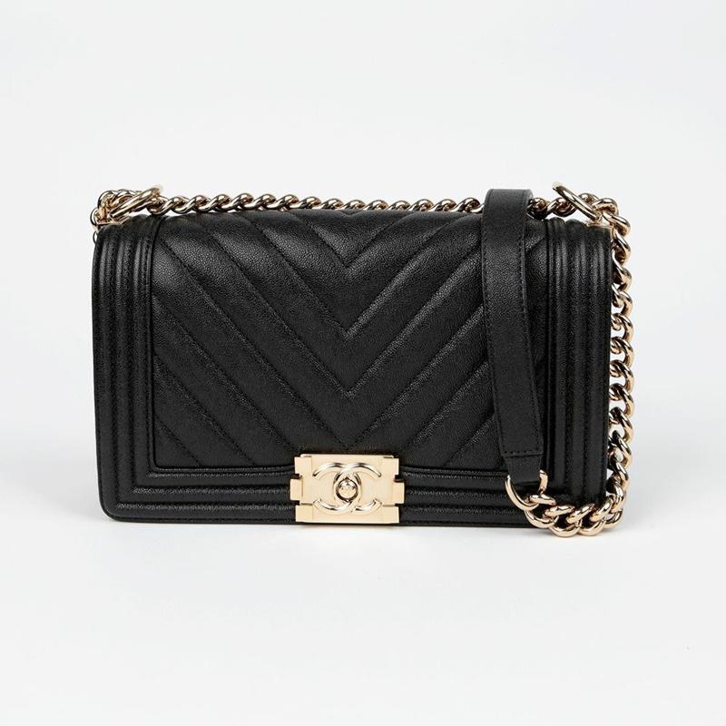 CHANEL Caviar Skin Boy 中型單肩斜背包 A67086-1