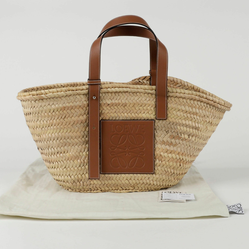LOEWE 327.02.S92 拉菲草中型籃子托特包-0