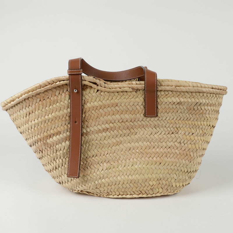 LOEWE 327.02.S92 拉菲草中型籃子托特包-4