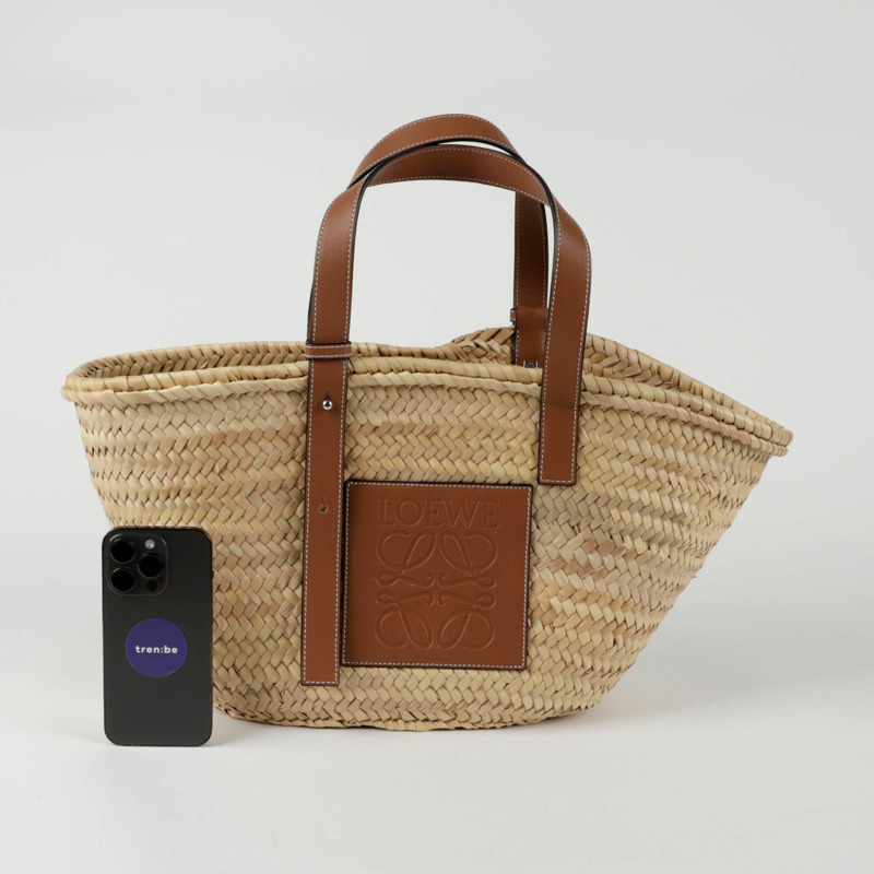LOEWE 327.02.S92 拉菲草中型籃子托特包-7