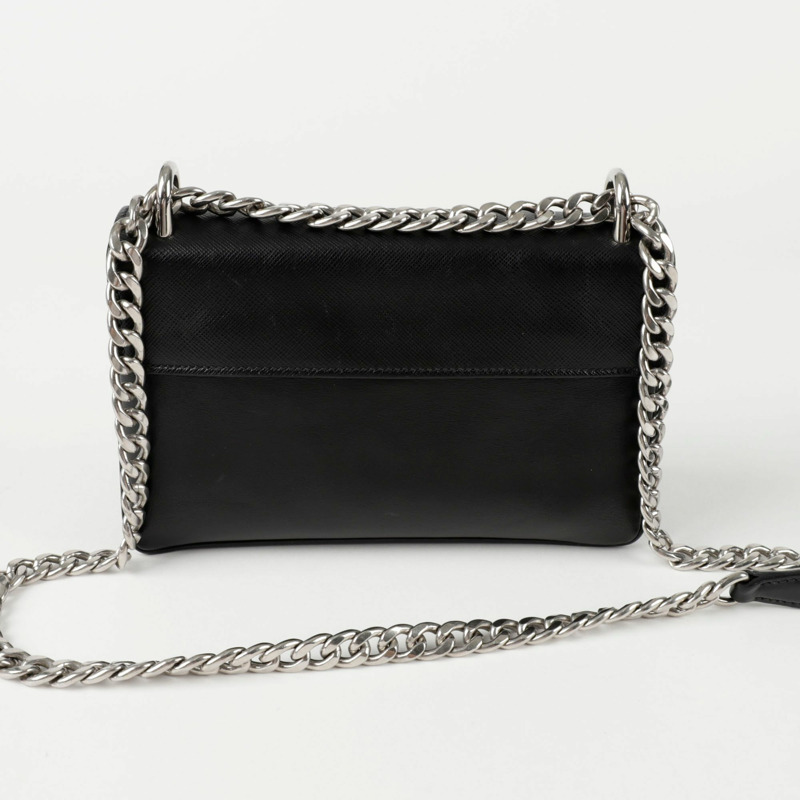 PRADA 1BD144 鏈條翻蓋肩斜背包-5