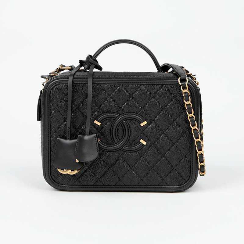 【包稅】CHANEL A93344 魚子醬皮化妝包大手提單肩包-1