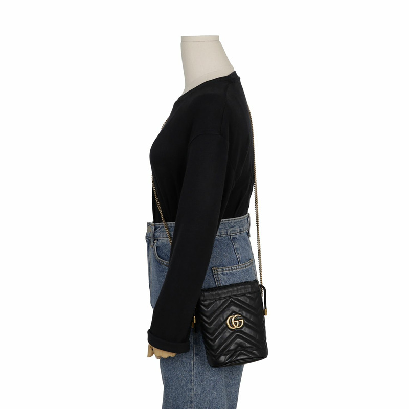 GUCCI GG Marmont 迷你水桶肩斜背包 575163-10