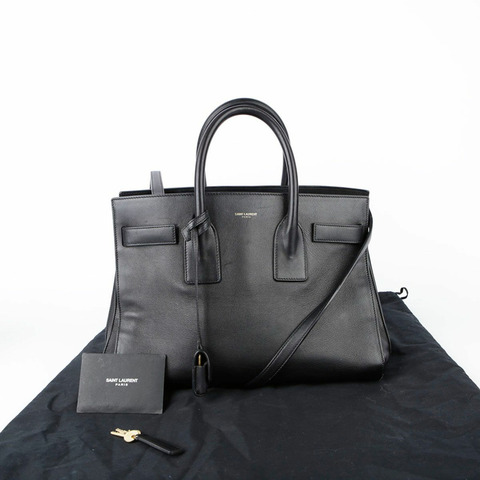 SAINT LAURENT 黑色皮革 Sac de Jour 手提包和單肩包 324823