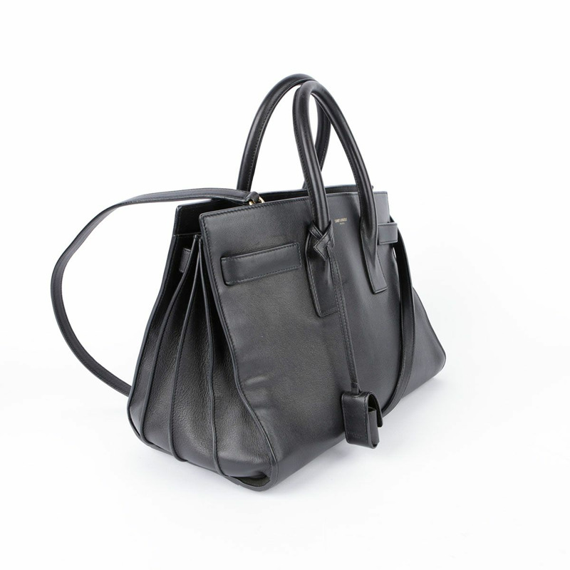SAINT LAURENT 黑色皮革 Sac de Jour 手提包和單肩包 324823-1