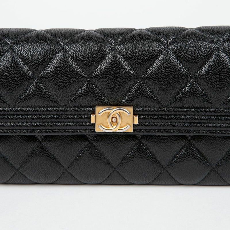 CHANEL A80286 Caviar Skin Boy 經典長版皮夾-2