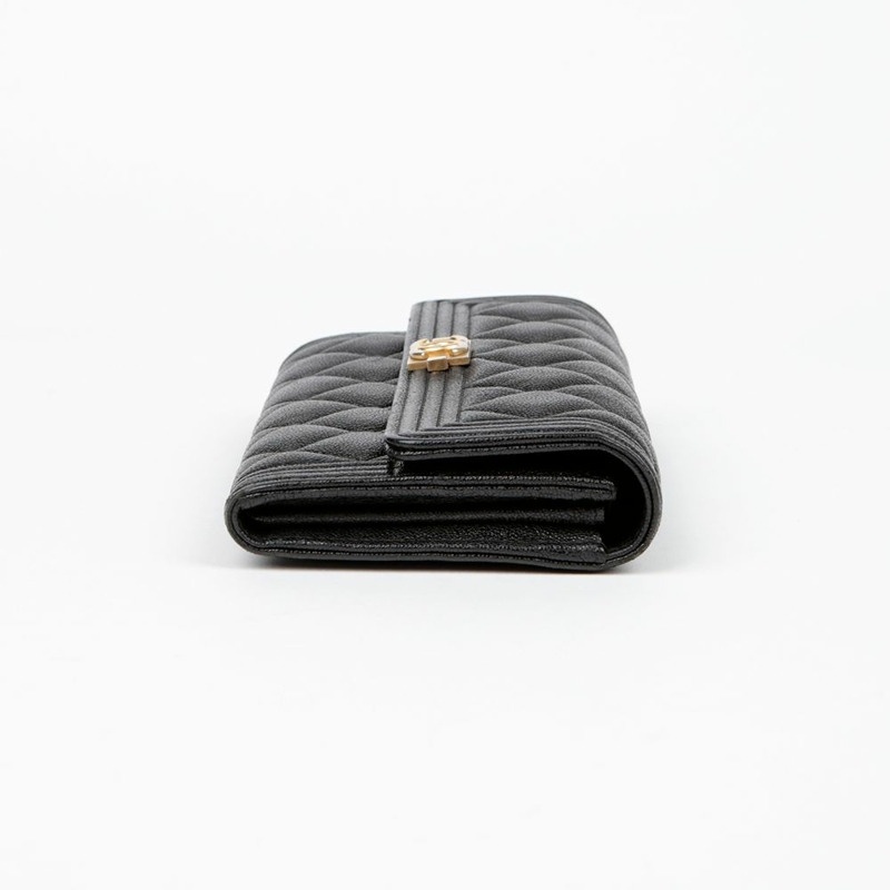 CHANEL A80286 Caviar Skin Boy 經典長版皮夾-4