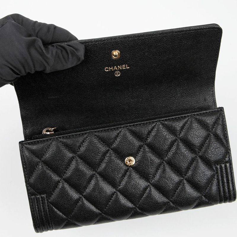 CHANEL A80286 Caviar Skin Boy 經典長版皮夾-6