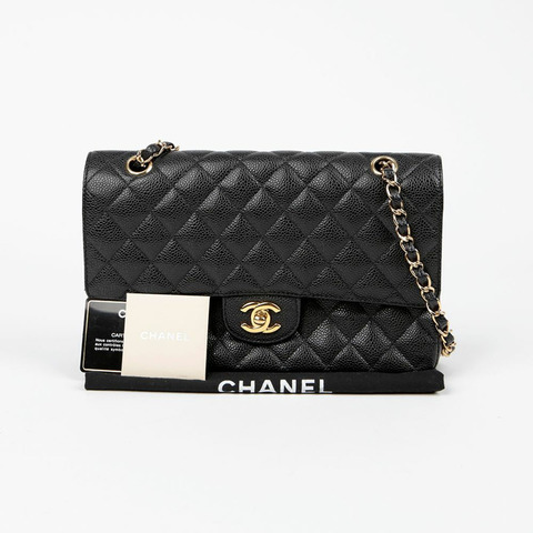 CHANEL Caviar Skin 經典中型單肩包 A01112