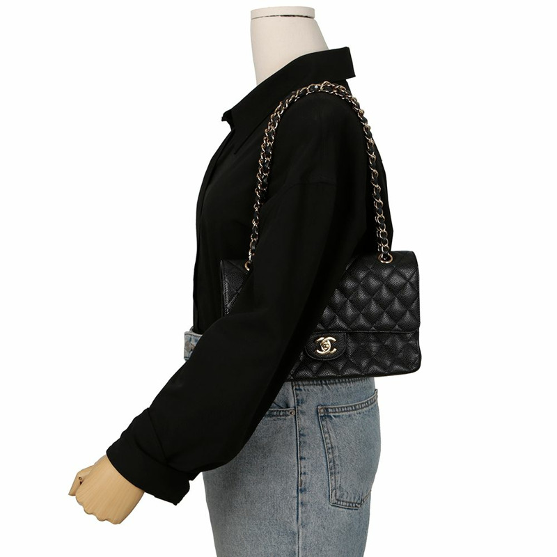 CHANEL Caviar Skin 經典中型單肩包 A01112-12