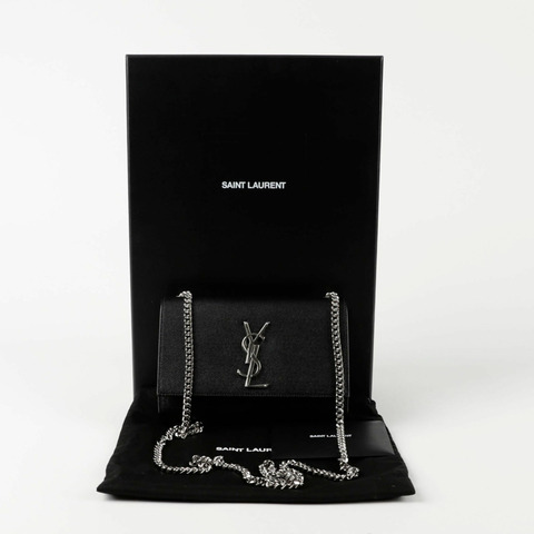 SAINT LAURENT Kate 小號銀色鏈條單肩包 469390