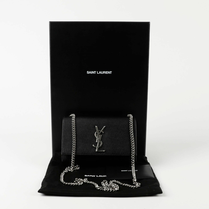 【包稅】SAINT LAURENT Kate 小號銀色鏈條單肩包 469390-0