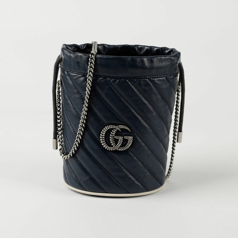 GUCCI GG Marmont Tortue 迷你水桶肩斜背包 573817