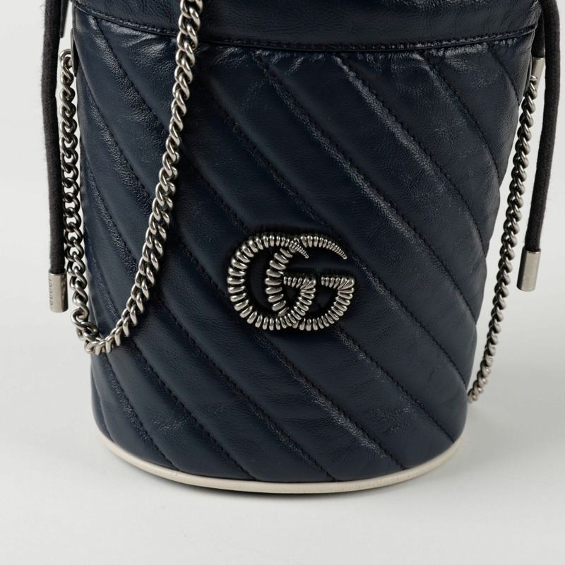 GUCCI GG Marmont Tortue 迷你水桶肩斜背包 573817-1