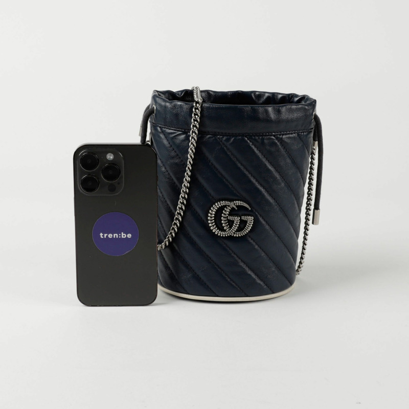 GUCCI GG Marmont Tortue 迷你水桶肩斜背包 573817-6