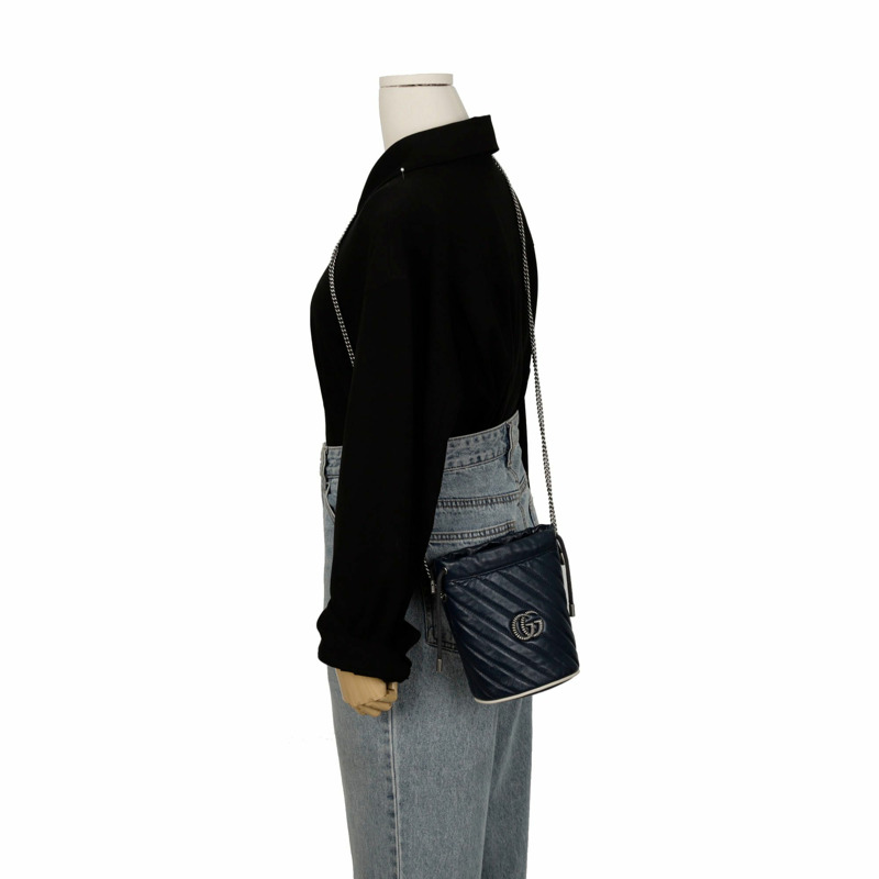 GUCCI GG Marmont Tortue 迷你水桶肩斜背包 573817-8