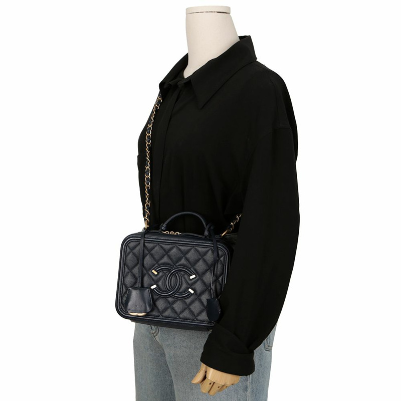 CHANEL Caviar Cosmetic 中型托特單肩包 A93343-10
