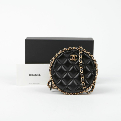 CHANEL AP0739 小羊皮圓形跑鏈肩斜背包