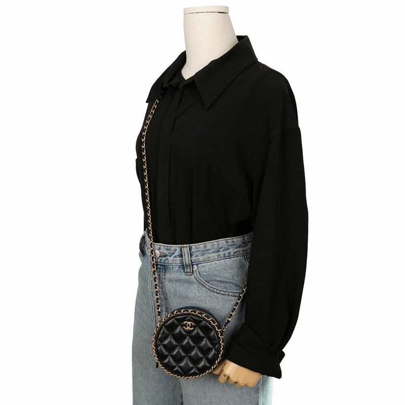 【包稅】CHANEL AP0739 羊皮圓形跑步鏈肩斜背包-8