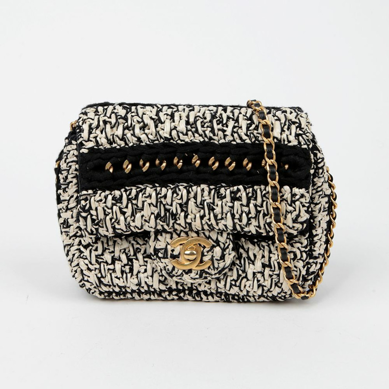 【包稅】CHANEL 拉菲草編織愛心翻蓋肩斜背包-1