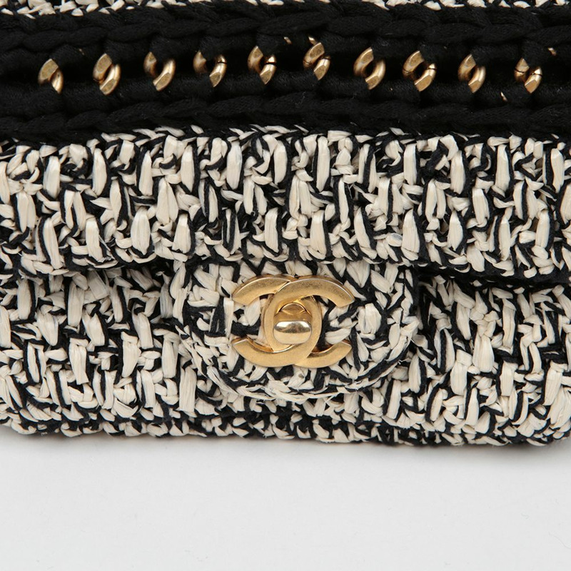 【包稅】CHANEL 拉菲草編織愛心翻蓋肩斜背包-2