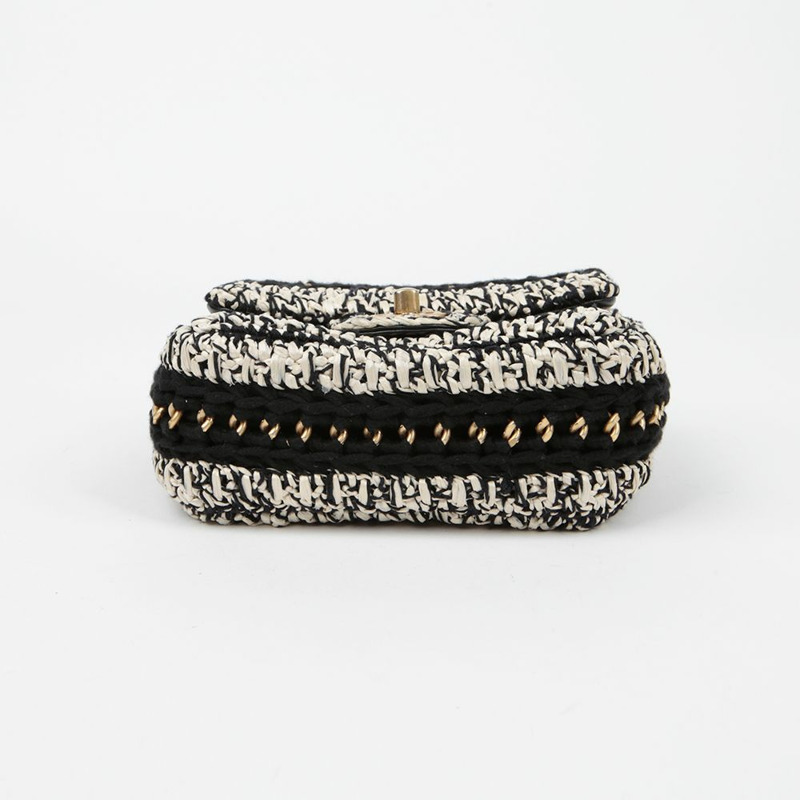 【包稅】CHANEL 拉菲草編織愛心翻蓋肩斜背包-5