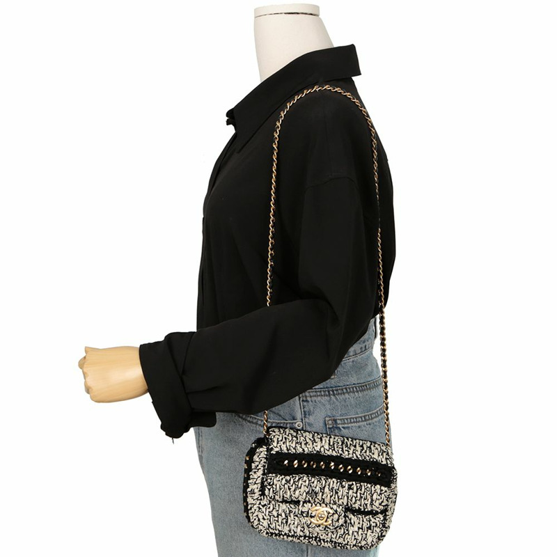 【包稅】CHANEL 拉菲草編織愛心翻蓋肩斜背包-9