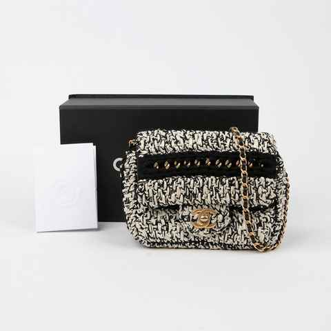 CHANEL 拉菲草編織愛心翻蓋肩斜背包