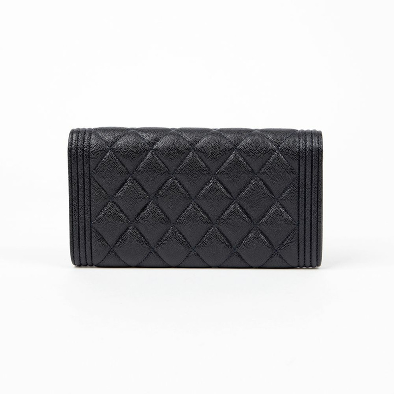 CHANEL Boy 經典長版皮夾 魚子醬色 A80286-2