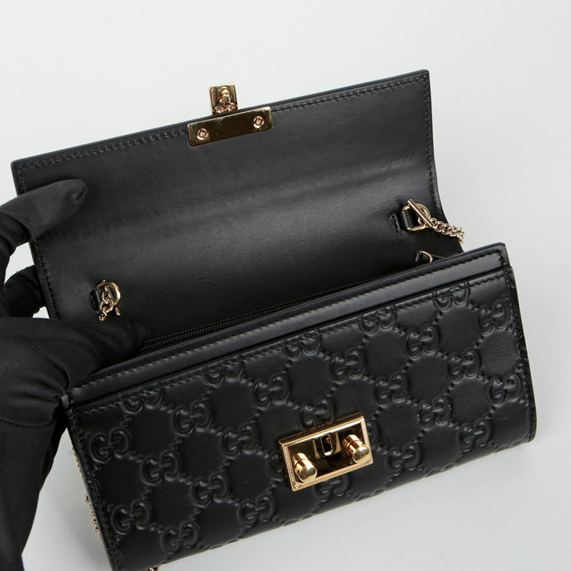 GUCCI Paddle Lock 鏈條長版皮夾 453506-7