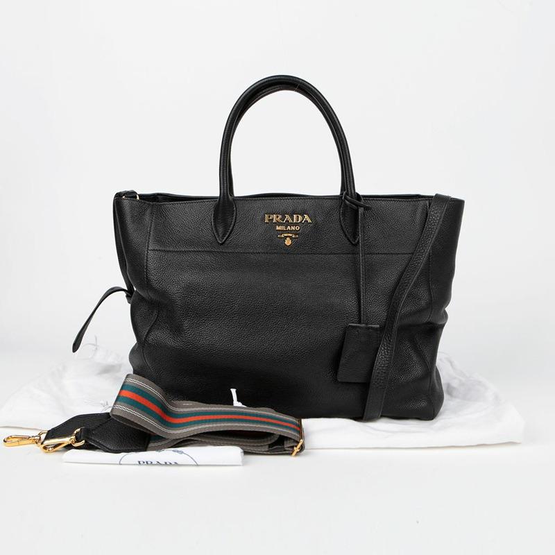 PRADA 金屬標誌托特單肩包 1BG194-0