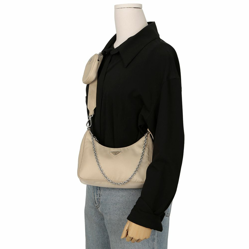 PRADA 1BH204 復刻版多色 Hobo 肩斜背包-11