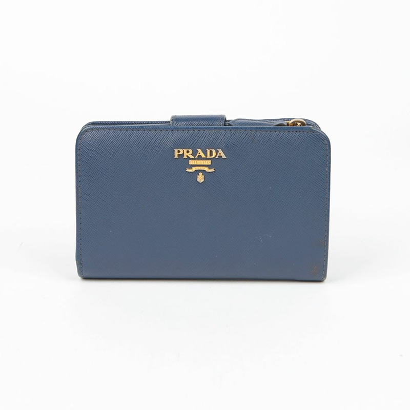 PRADA 1M1225 金屬標誌緊湊型皮夾-1