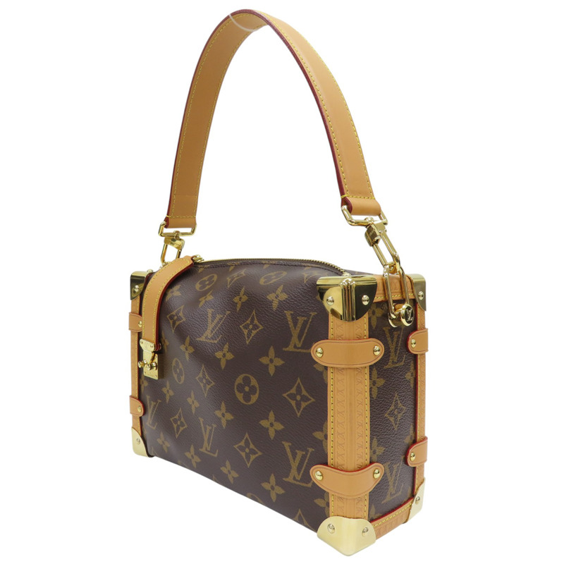 棕色 原花 PVC塗層帆布 Side Trunk MM 肩背包【LOUIS VUITTON LV 路易威登】 M46358-2