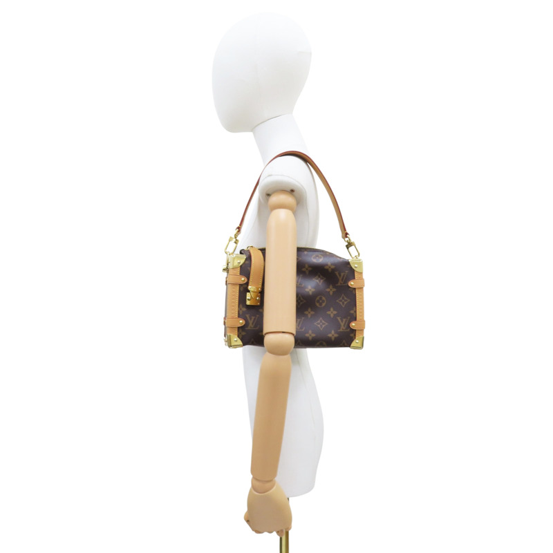 棕色 原花 PVC塗層帆布 Side Trunk MM 肩背包【LOUIS VUITTON LV 路易威登】 M46358-6