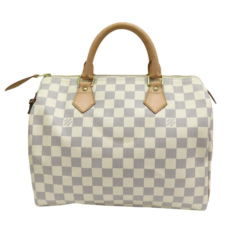 白色 棋盤格 帆布 Speedy30cm 手提包 N41533 【LOUIS VUITTON LV 路易威登】 N41533-1