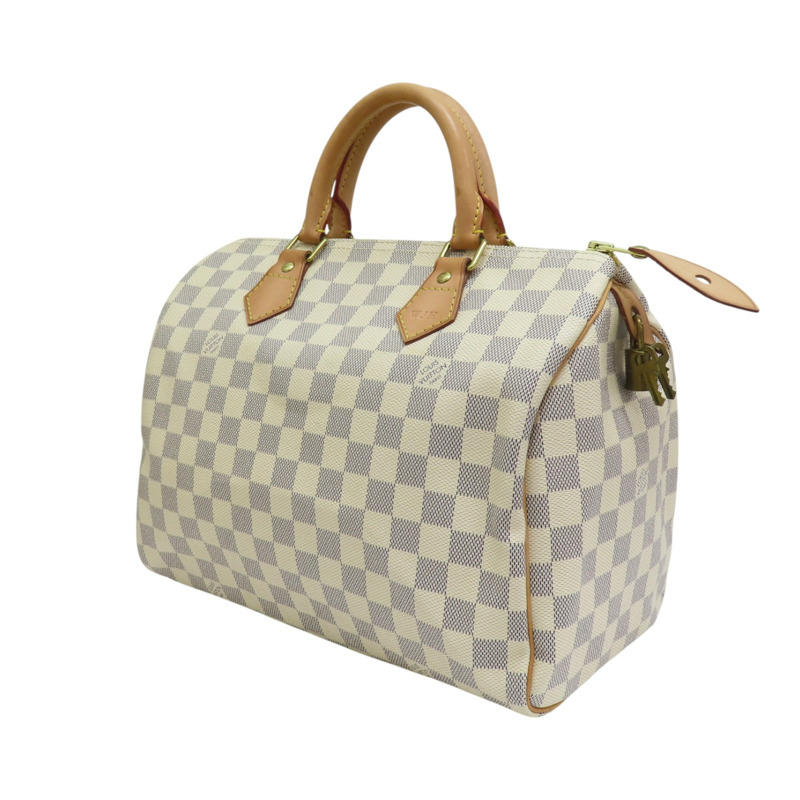 白色 棋盤格 帆布 Speedy30cm 手提包 N41533 【LOUIS VUITTON LV 路易威登】 N41533-2