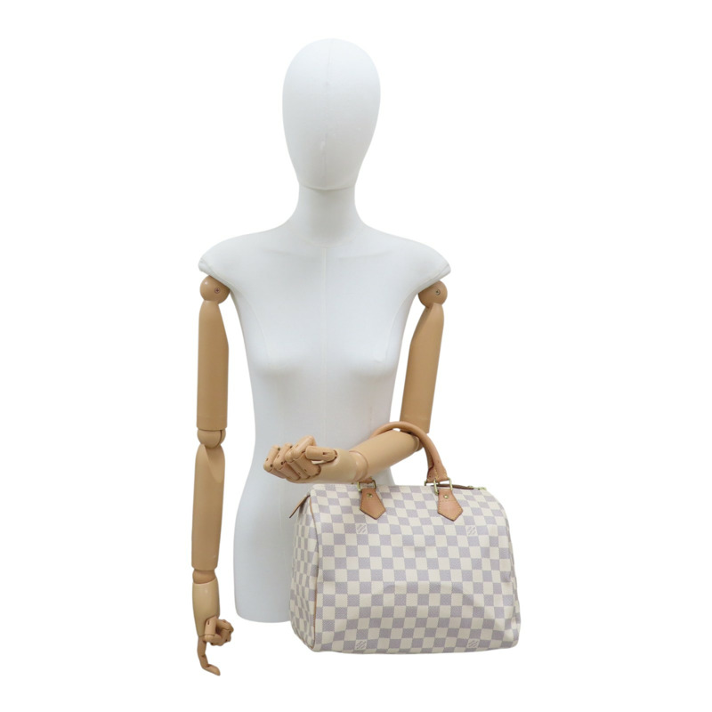 白色 棋盤格 帆布 Speedy30cm 手提包 N41533 【LOUIS VUITTON LV 路易威登】 N41533-8